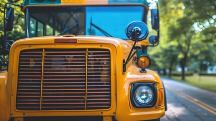 School Bus: A yellow transport vehicle for students, equipped with safety features and following designated routes to ensure secure and reliable travel.
