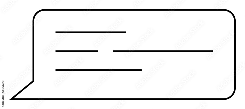 Poster black outlined speech bubble with horizontal lines imitating text. ideal for communication, messages