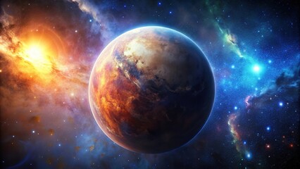 Fototapeta premium Space planet with galactic background