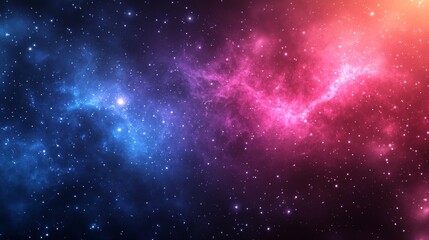 Naklejka premium Cosmic Nebula with Blue and Pink Swirls and Scattered Stars