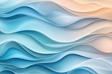 Obraz premium Abstract background with blue and beige wavy patterns. Illustration of a modern wallpaper design with gradient colors for interior decoration. Created with Ai