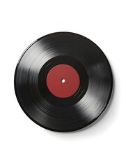 Fototapeta premium Retro-style vinyl record album mockup with customizable sleeve and label, isolated on a clean white background, perfect for music promotion and design