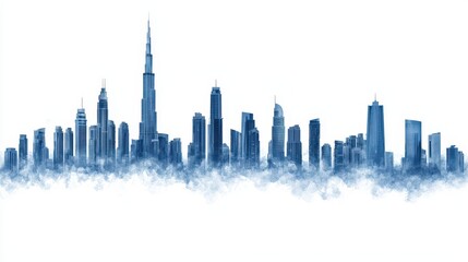 Obraz premium Dubai Skyline Watercolor Illustration Modern Architecture Cityscape United Arab Emirates