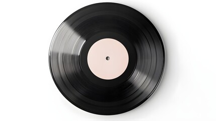 Obraz premium Retro-style vinyl record album mockup with customizable sleeve and label, isolated on a clean white background, perfect for music promotion and design