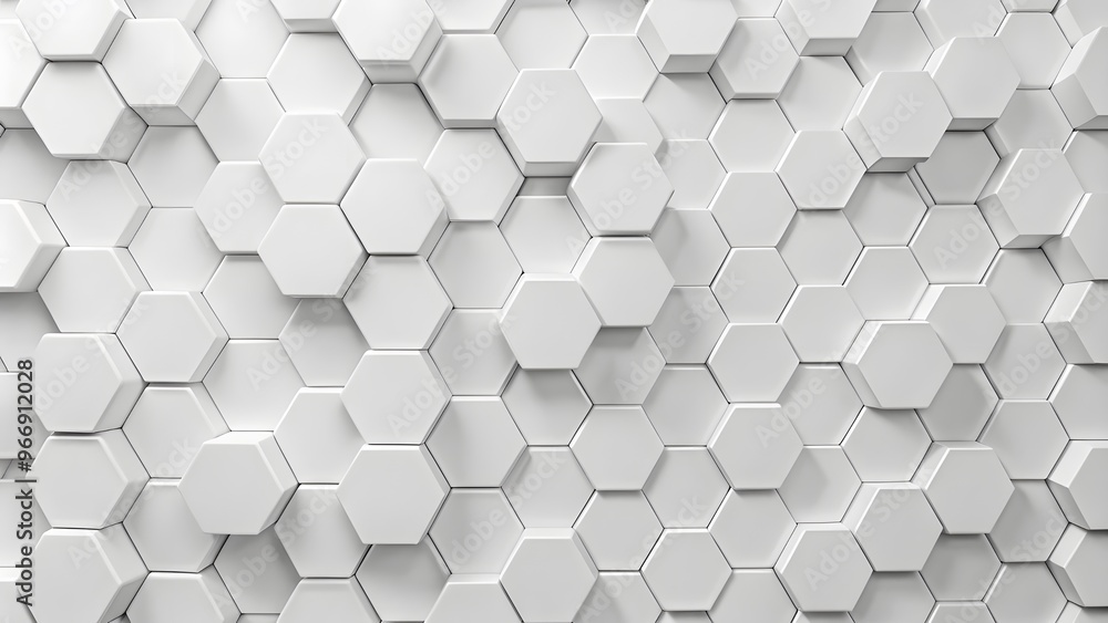Poster white cube hexagon honeycomb background, some open with frame, flat lay top view from above with cop