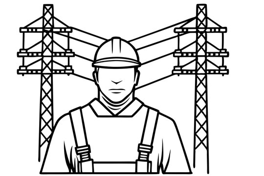 recommend clip art: electrical lineman line art silhette vector,illustration