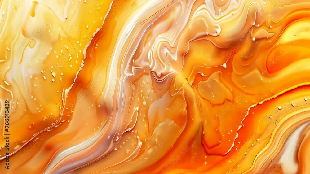 Aufkleber captivating orange swirl art created with resin techniques in a well-lit studio space during the aft