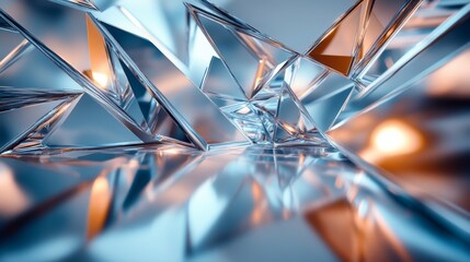 Fototapeta premium Abstract Blue and Orange Glass Pyramids