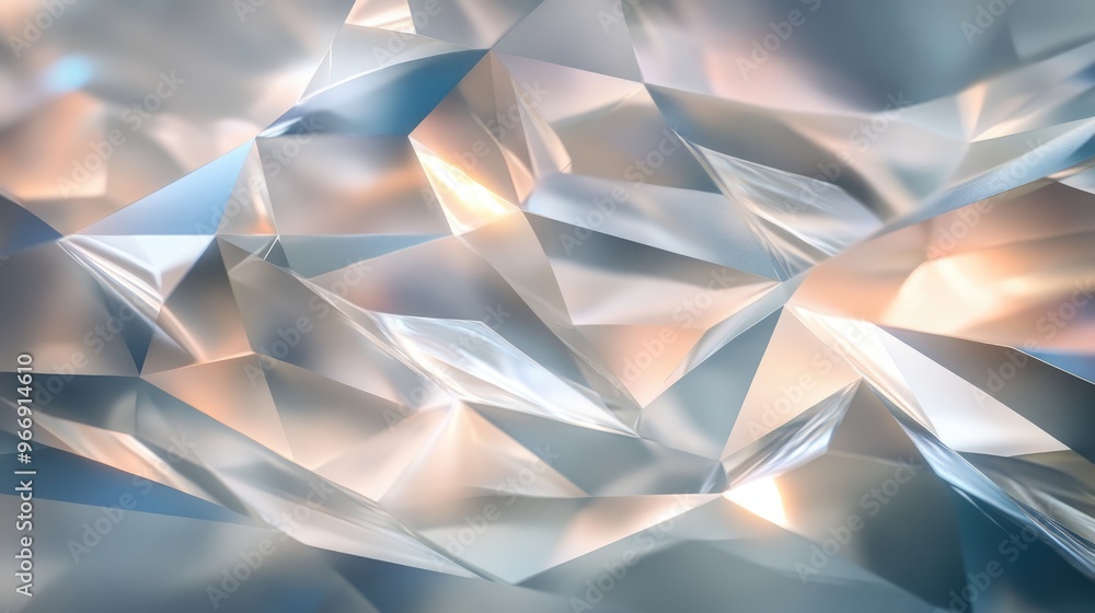 Poster a background with faceted crystals arranged in a wave pattern, with light and shadow creating a 3d e
