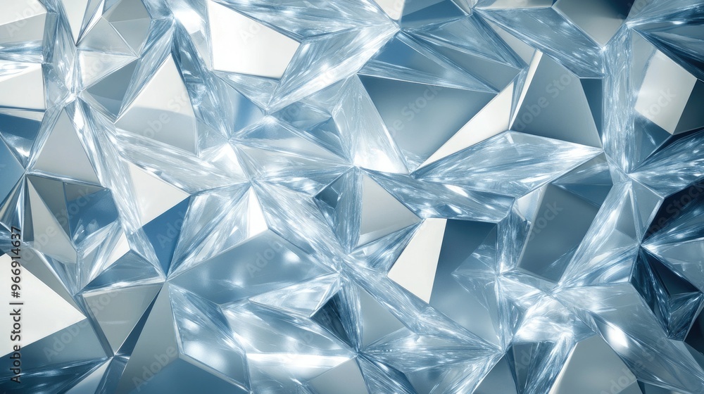 Poster a background with faceted crystals arranged in a wave pattern, with light and shadow creating a 3d e