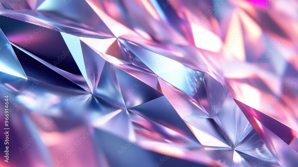 Poster a background with faceted crystals arranged in a wave pattern, with light and shadow creating a 3d e