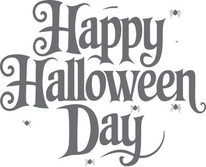 Happy Halloween Day lettering text typography silhouette vector style