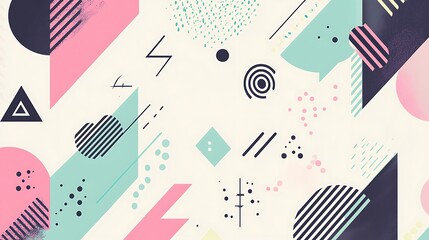 Abstract Geometric Pattern with Pastel Colors and Black Lines
