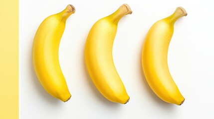 Three Yellow Bananas on a White Background