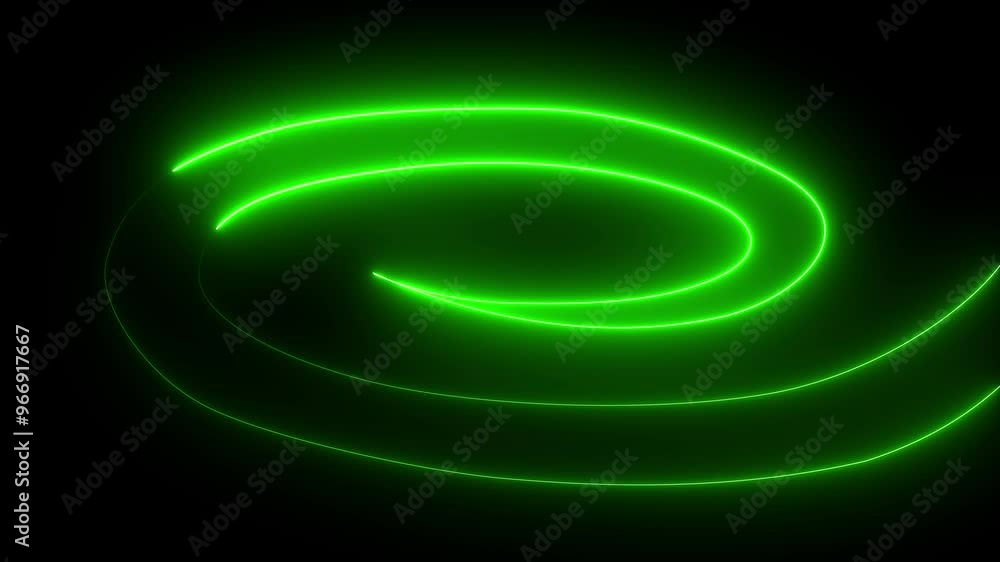 Poster video of circle and electricity with loading transfer on black background. green color animation loo