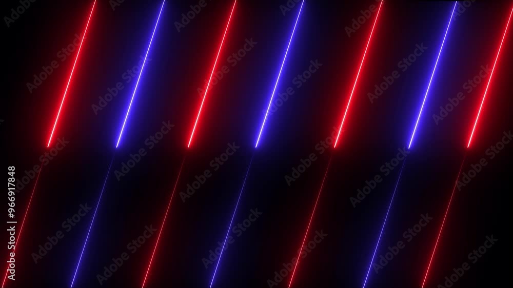 Poster abstract red neon lights animated on a dark background. abstraction neon lines moving down screen sa