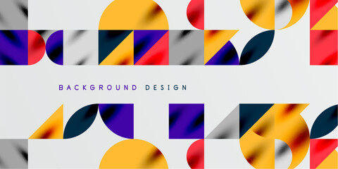 Triangles, round triangles and circles techno art. Vector Illustration For Wallpaper, Banner, Background, Card, Book Illustration, landing page