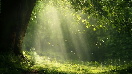 Fototapeta premium Sunbeams in the Forest