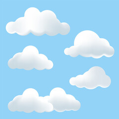 3d white cloud element on blue background