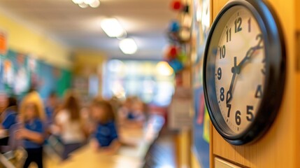 Classroom Clock: A wall clock designed for classrooms, assisting students and teachers in monitoring time for lessons, breaks, and daily schedules.
