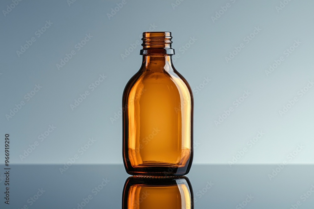 Sticker Amber Glass Bottle with Reflective Surface