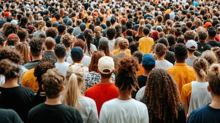 Back View of Diverse Crowd of People at Outdoor Event
