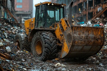 Fototapeta premium Waste landfill illustration created with Generative AI