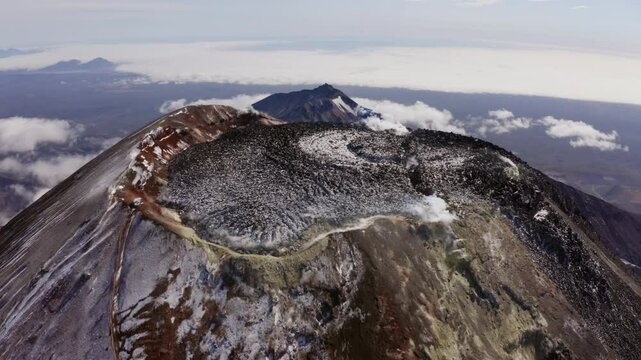 Panorama of the Avachinsky volcano crater, View from the top, Kamchatka