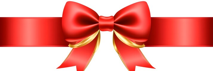 Red ribbon with a golden trim bow.