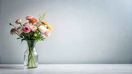 Fototapeta premium Still life watercolor painting of a bouquet of flowers in a vase