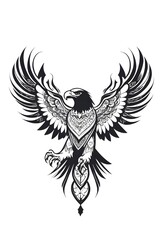 simple 2d ornamental flying eagle tattoo style