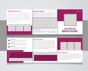 Corporate business professional 6 pages square tri fold brochure template design