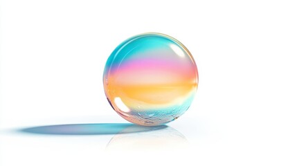 Colorful Glass Orb with Rainbow Reflection