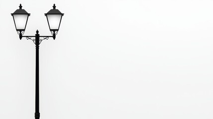 Black Street Lamp Against White Wall Background
