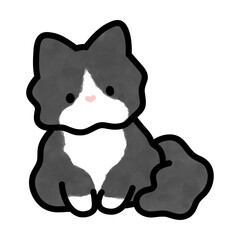 ハチワレ　子猫のイラスト　ベクター