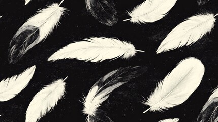 Obraz premium Black and White Feather Pattern Background