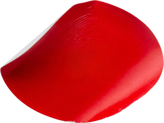 Red oval shape paper sticker isolated on white background
