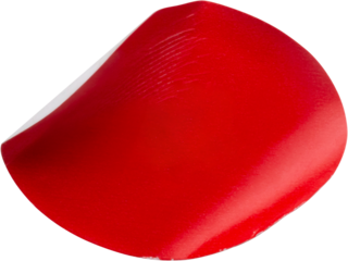 Red oval shape paper sticker isolated on white background