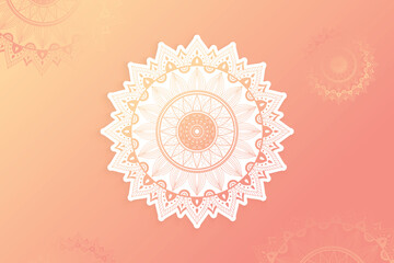 Ethnic Mandala Festive Element Design On Peach Gradient Background. Vector Illustration For Festival Sale Elements