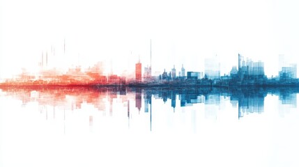 Obraz premium Abstract Cityscape with Digital Glitch Effect