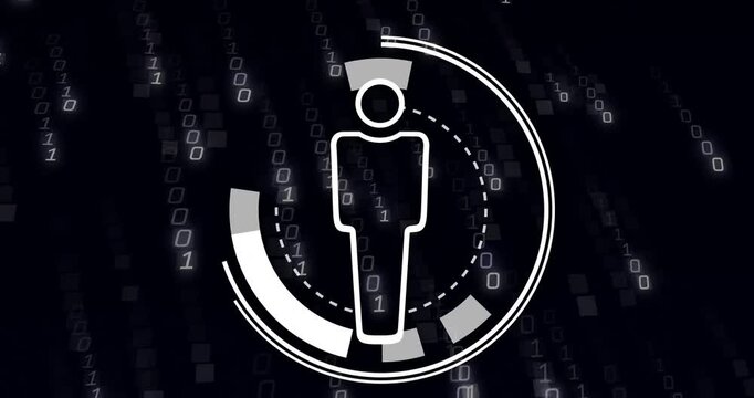 Animation of human icon over binary coding