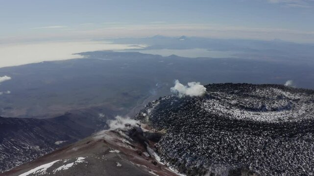 Avachinsky volcano crater, View from the top, Kamchatka