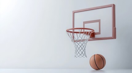 Fototapeta premium Basketball hoop and ball isolated on white background