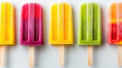 Colorful Popsicles on White Background  Summer Treat  Frozen Dessert  Ice Cream