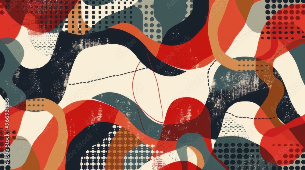 Poster seamless retro abstract shapes background - stock illustration retro seamless shapes and lines abstr