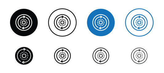 black and white circles icons showing consistency, Consistency icons set, eight consistency icons in different styles