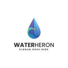 Vector Logo Illustration Water Heron Gradient Colorful Style