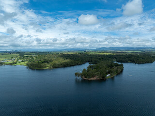 Fototapeta premium Aerial drone shot of lake tinaroo in Far North QLD