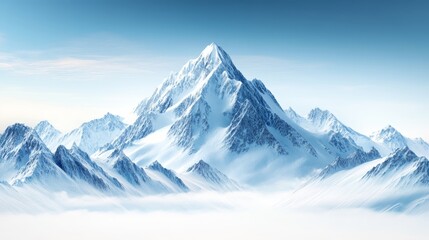 Obraz premium Majestic Snowy Mountain Peak Above Clouds