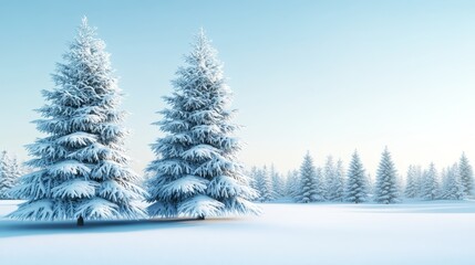 Fototapeta premium Snow Covered Pine Trees in Winter Forest